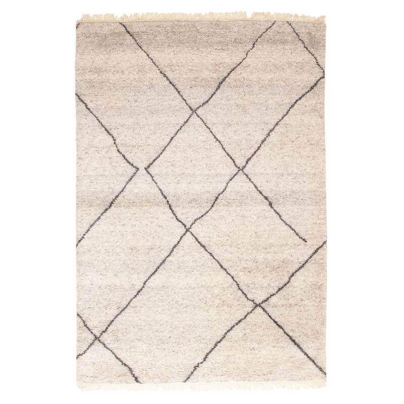 ECARPETGALLERY Hand-knotted Tangier Light Grey Wool Rug - 5'4 x 7'11