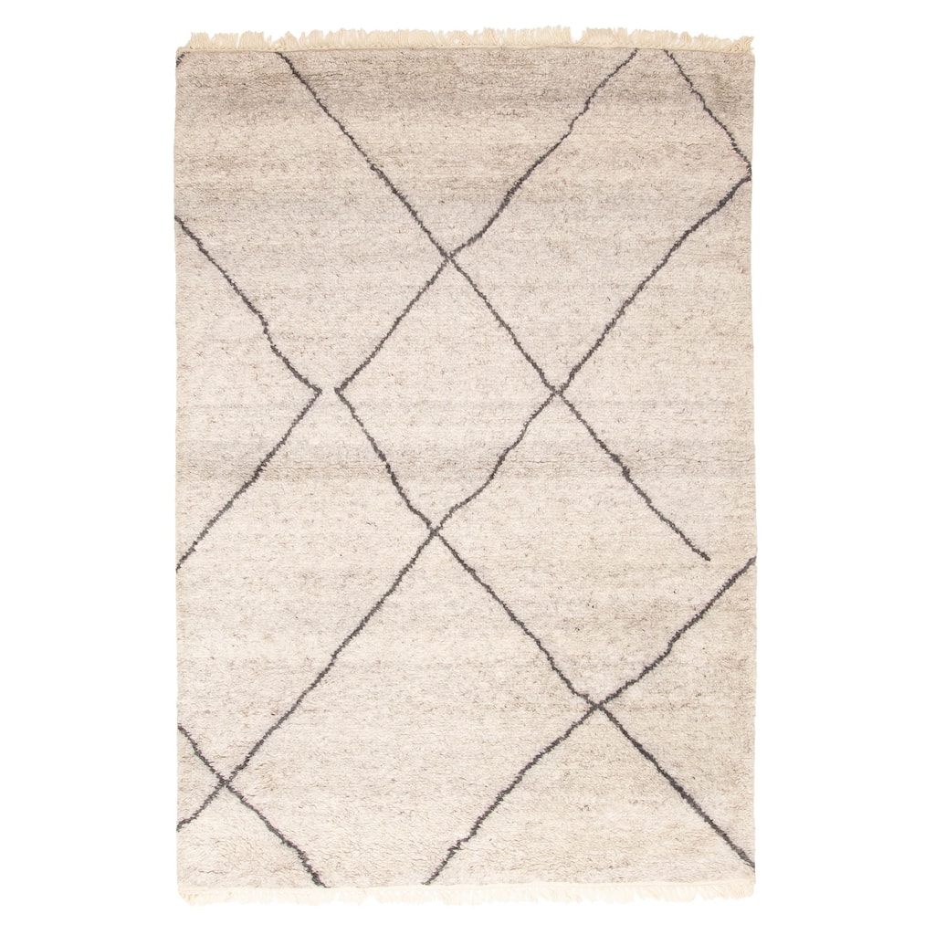 ECARPETGALLERY Hand-knotted Tangier Light Grey Wool Rug - 5'4 x 7'11