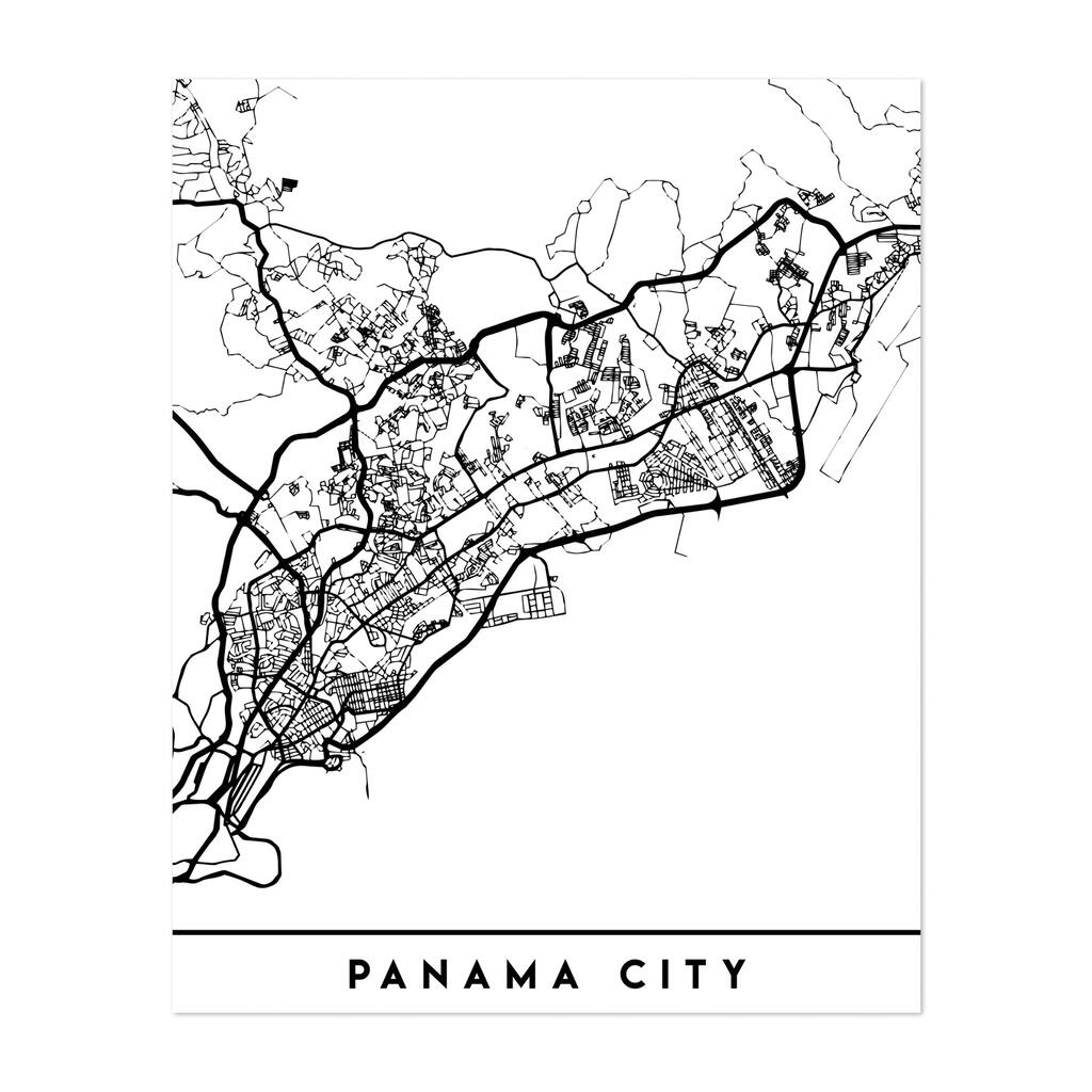 Panama City Panama City Black City Street Map Maps Art Print/Poster
