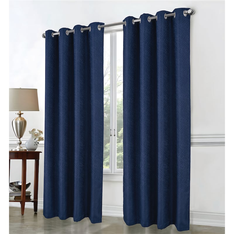 Cassi Shimmer Jacq Grom Panel 90" Grey - Navy Blue