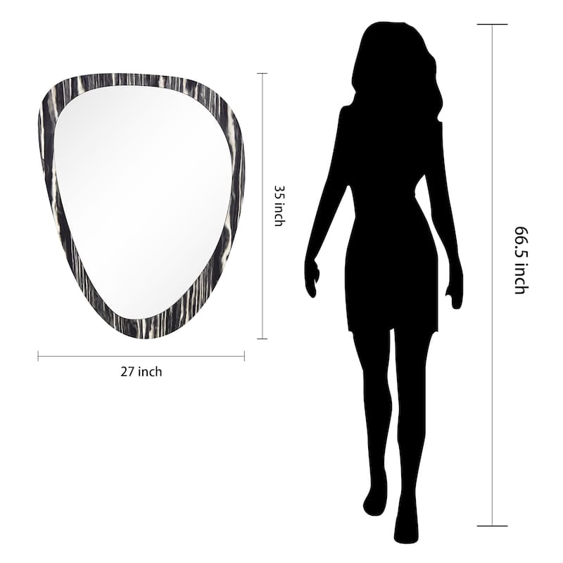 Contour Harmony Wall Mirror, 35"x27" Irregular Mirror on an Exotica Stained Veneer Frame - 35"x 27"x0.6"