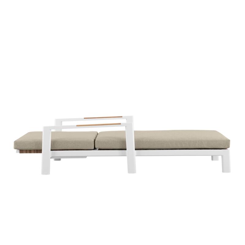 Arlo Teak & Wicker Aluminum Dual-Use Outdoor Chaise Lounge (Set of 2)