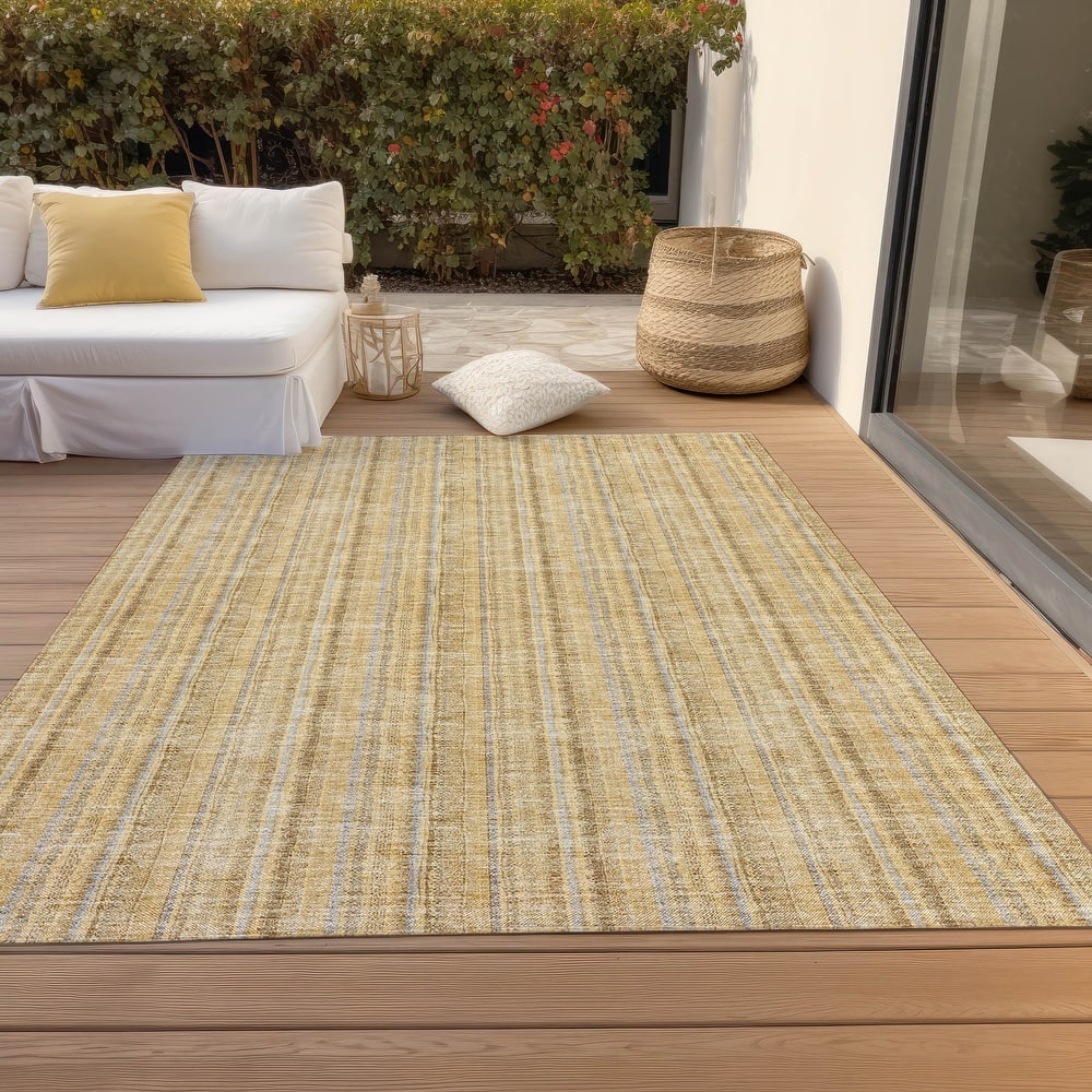 Machine Washable Indoor/ Outdoor Stripe Chantille Rug