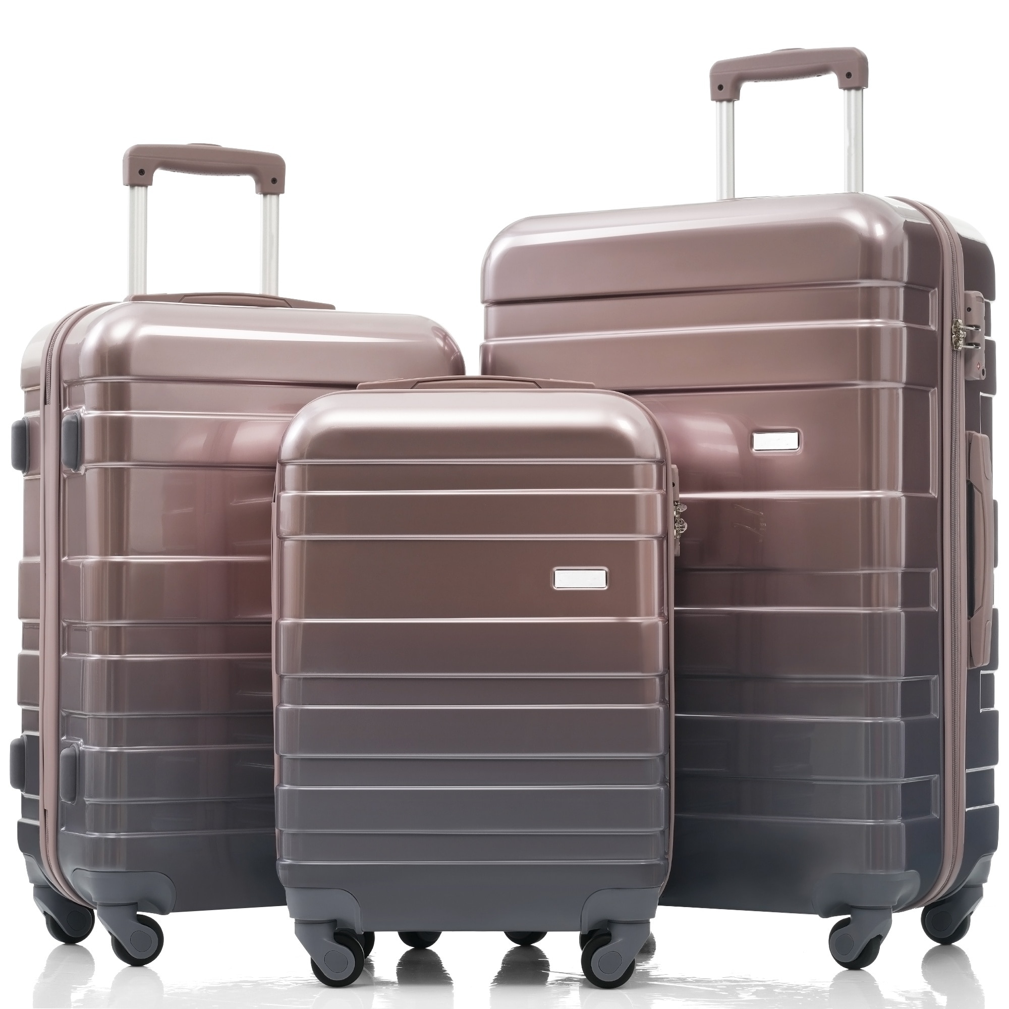 3-Piece, 20, 24, 28-Inch Modern Hard Shell Luggage with TSA Lock and Spinner Wheels, for Boarding Travel, Golden