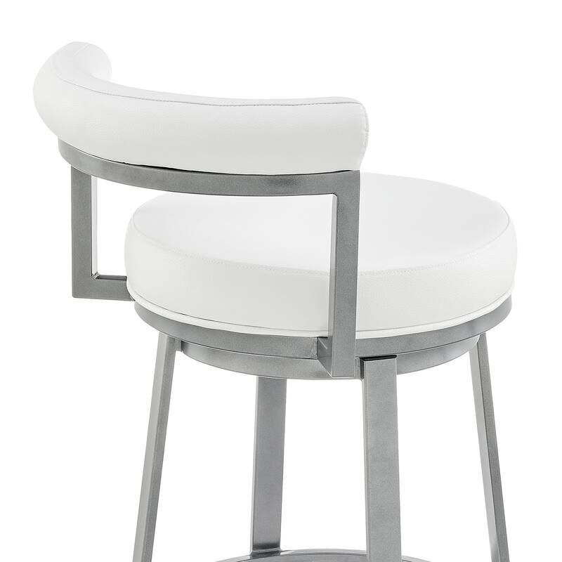 Neura Modern Swivel Counter/Bar Stool in Faux Leather and Metal