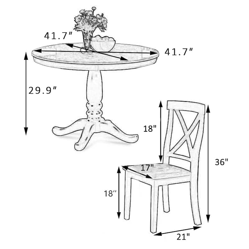 5 Pieces Dining Table and Chairs Set for 4 Persons