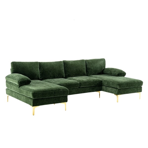 Modern Large U-Shape Upholstered Sectional Sofa, Double Extra Wide