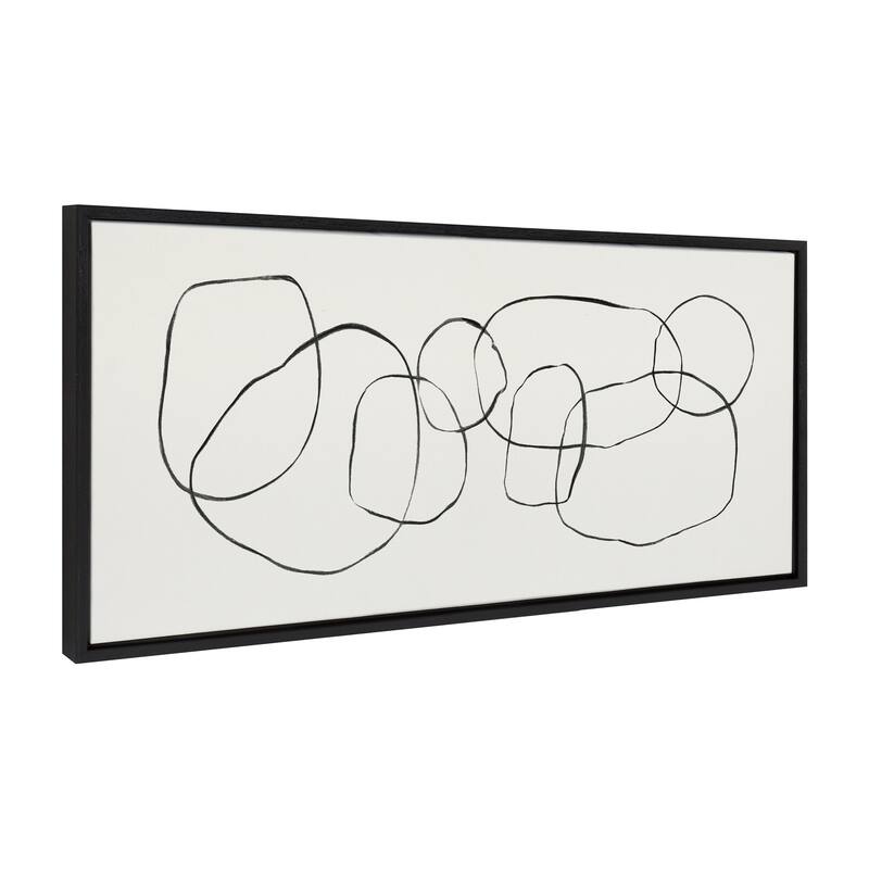 Kate and Laurel Sylvie Circles Canvas by Teju Reval of SnazzyHues - 18x40 - Plastic - Black