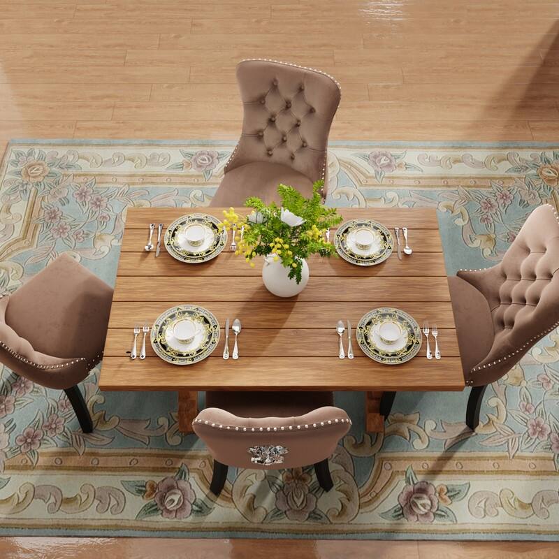 Tufted Naliheads Solid Wood Upholstered Dining Chairs (Set of 4)