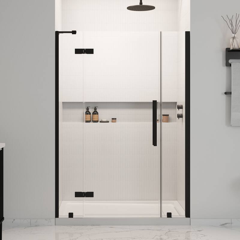 OVE Tampa Alcove Frameless Pivot Hinge Shower Door Kit with Base Pan, 2025
