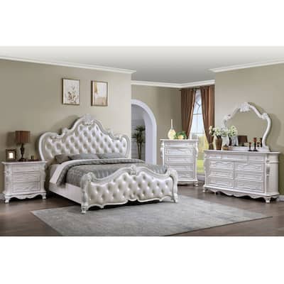 Furniture of America Eugene Traditional 5-Piece Solid Wood Panel Bedroom Set