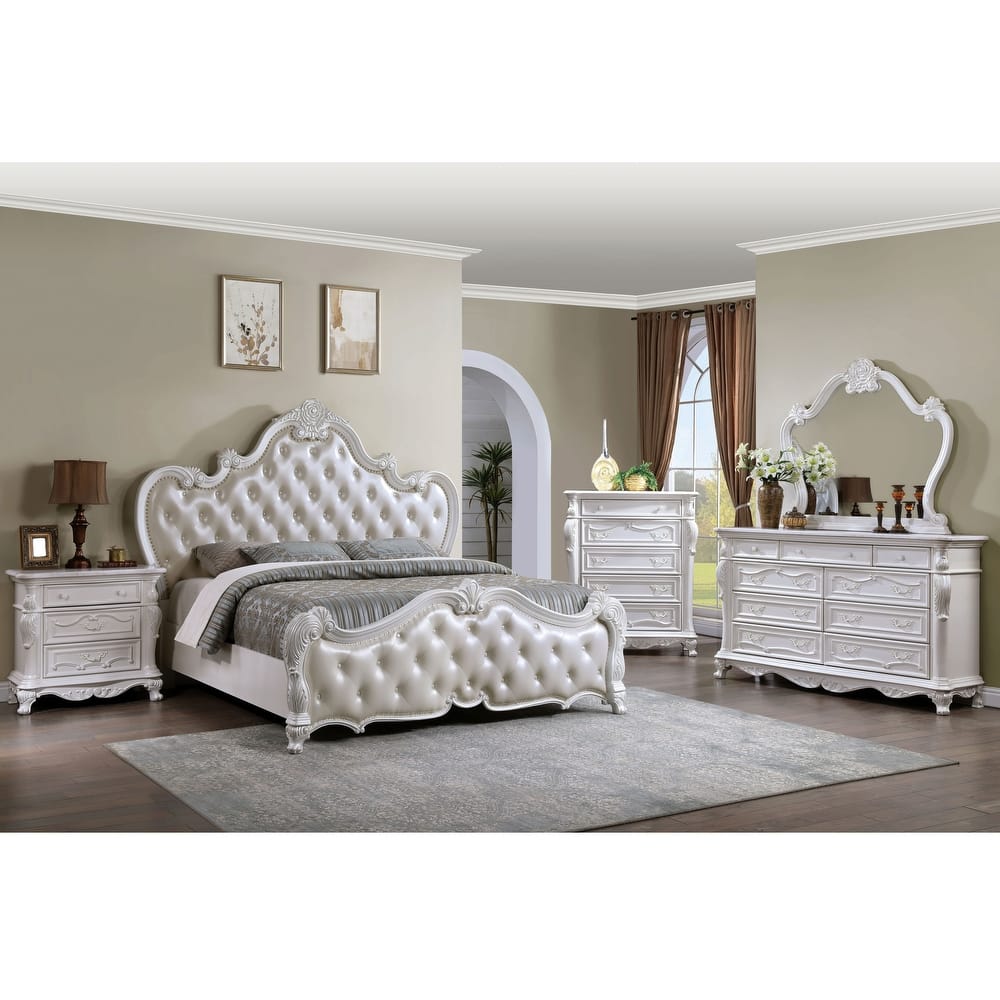 Furniture of America Eugene Traditional 5-Piece Solid Wood Panel Bedroom Set