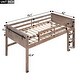 preview thumbnail 5 of 6, Natural Solid Pine Wood Loft Bed with Hanging Clothes Racks and Full-Length Guardrail