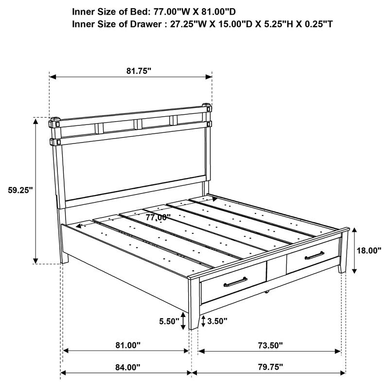 Hazlewood 59-inch Storage Bed Vineyard Oak