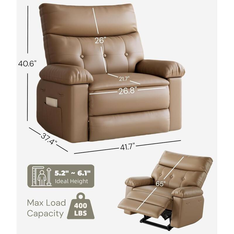 360° Swivel Manual Recliner Chair, with Massage & Remote Control