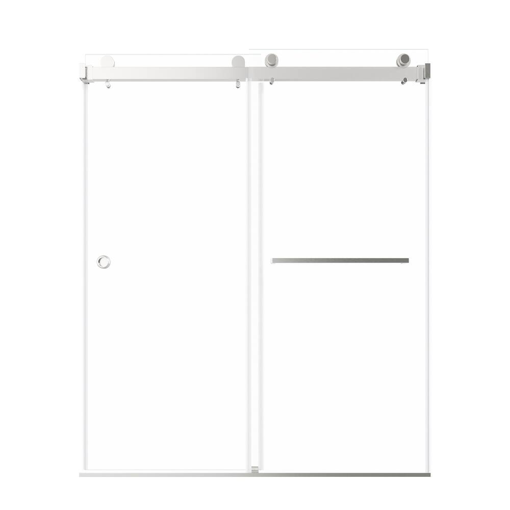 72" x 59" Frameless Double Sliding Shower Door, 8mm Easy-Clean Tempered Glass, 304 Stainless Hardware, Reversible