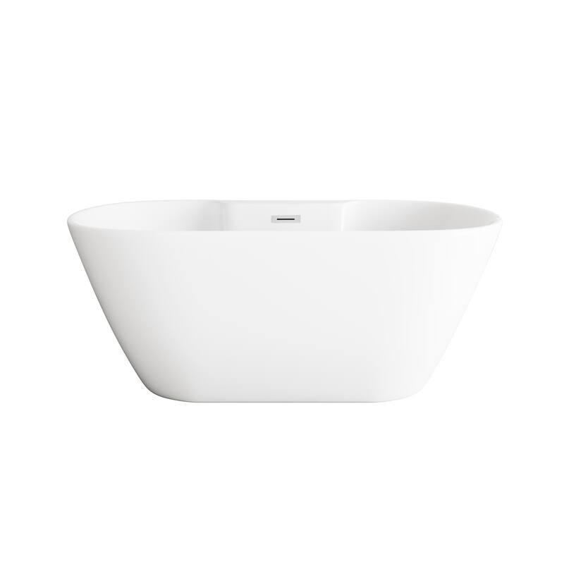 Nicolette Bathtub in Glossy White - Glossy White with Chrome Trim - 59"