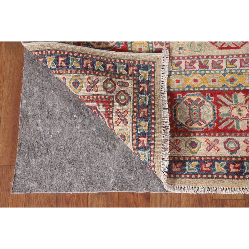 Hand Knotted Oriental 100% Wool Carpet Traditional Tribal Beige & Ivories Kazak Area Rug - 9' 6'' X 6' 9''
