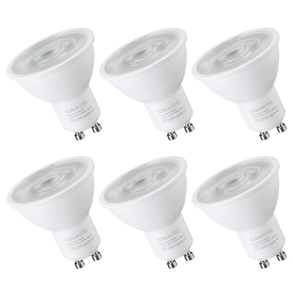 6 Pack 6.5W Dimmable LED GU10 Base Light Bulb, 4000K Cool White - Overstock -