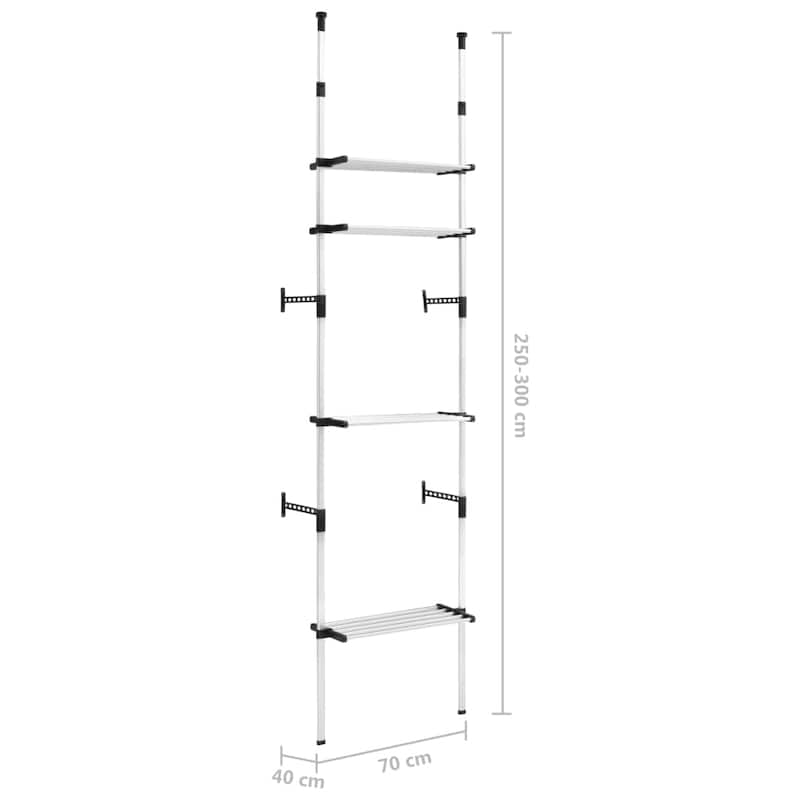 vidaXL Telescopic Wardrobe System with Shelves Aluminum - 27.6" x 15.7" x 98.4"-118.1"