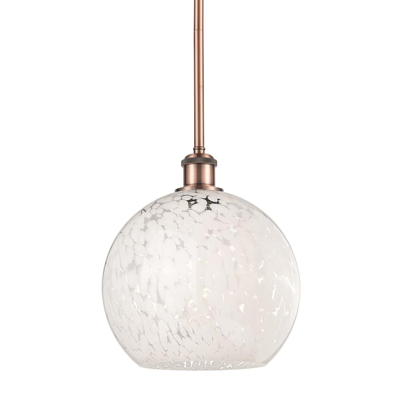 Innovations Lighting 516-1S-12-10 White Mouchette Pendant White - Antique Copper / White Mouchette