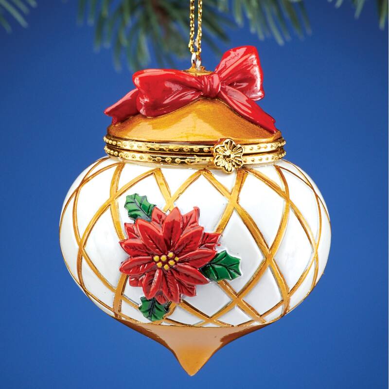 Festive Trinket Box Christmas Ornaments - 4.750 x 4.200 x 4.100