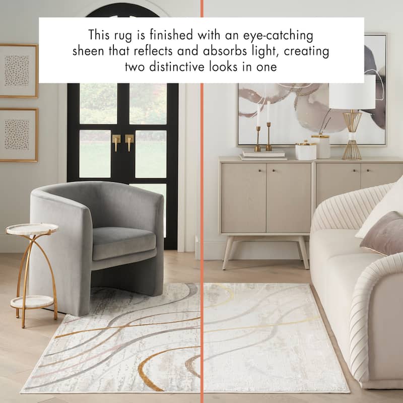 Nourison Glam Indoor Cream/Ivory Abstract Area Rug - 8' x 10' - Ivory - Rectangle