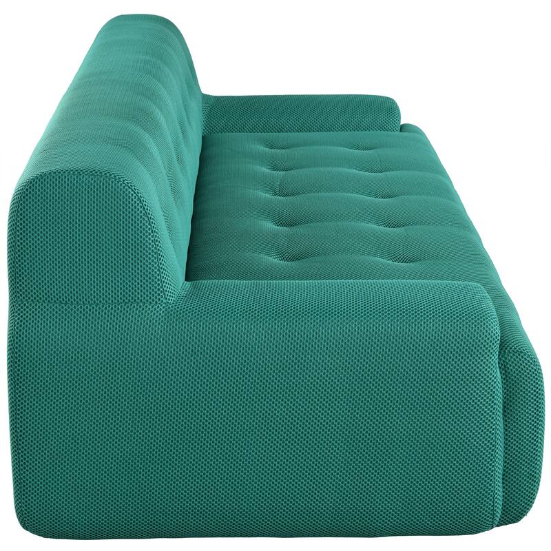 86.2'' Modern Minimalist Style Tufted Design Upholstered 3-Seat Sofa in Green Polyester
