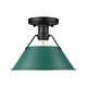 preview thumbnail 1 of 6, Golden Lighting Orwell 10" Wide Semi-Flush Ceiling Fixture Matte Black / Pine Green Shades