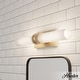 preview thumbnail 1 of 7, Hunter Lenlock Vanity Wall Light - Art Deco, Damp Rated 22" - Alturas Gold-White Glass