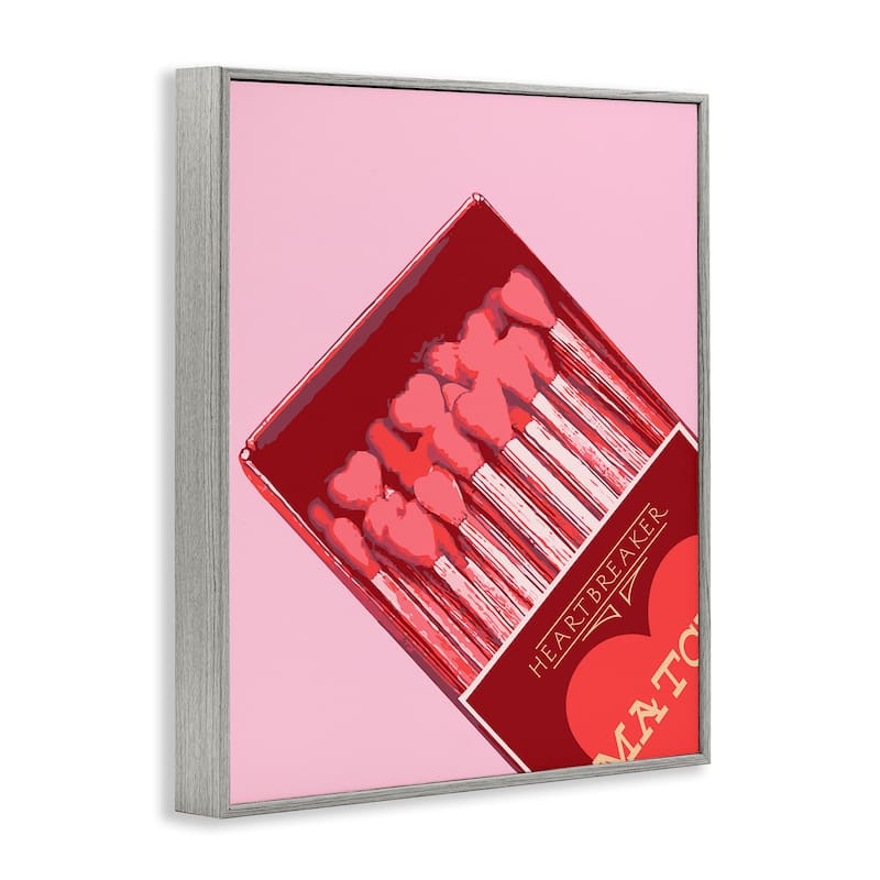 Stupell Pink Heart Shaped Matches Framed Giclee Art Design By Lil' Rue