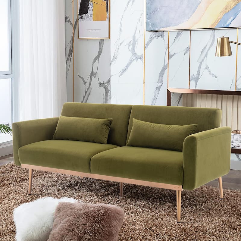 Velvet Upholstered Convertible Loveseats Sleeper Sofa