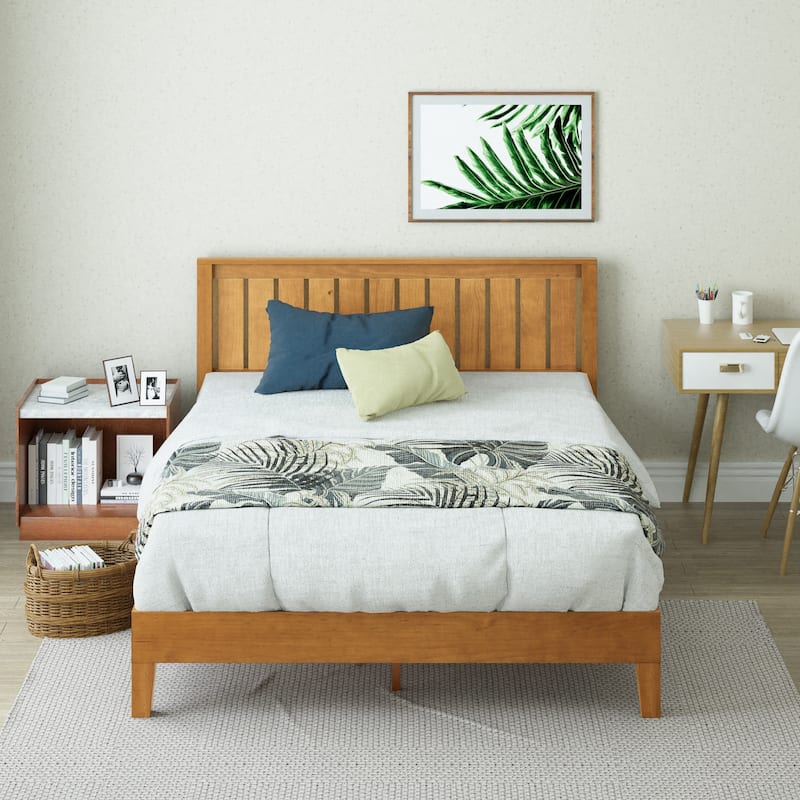 Priage by ZINUS Rustic Pine Deluxe Wood Platform Bed Frame