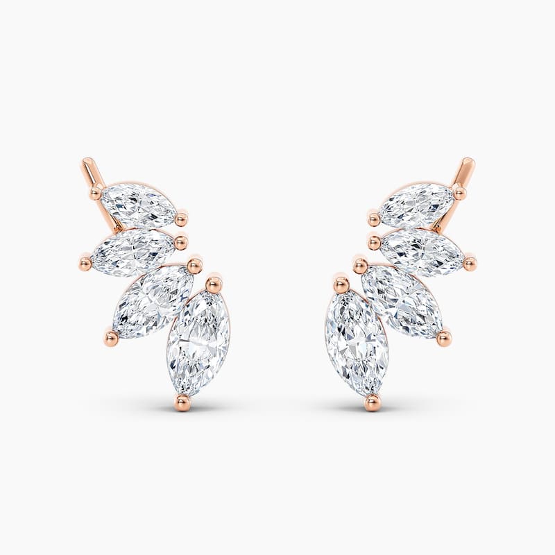 Auriya 1 1/2ctw Marquise Lab Grown Diamond Climber Earrings 14-karat Gold (E-F, VS1-VS2)