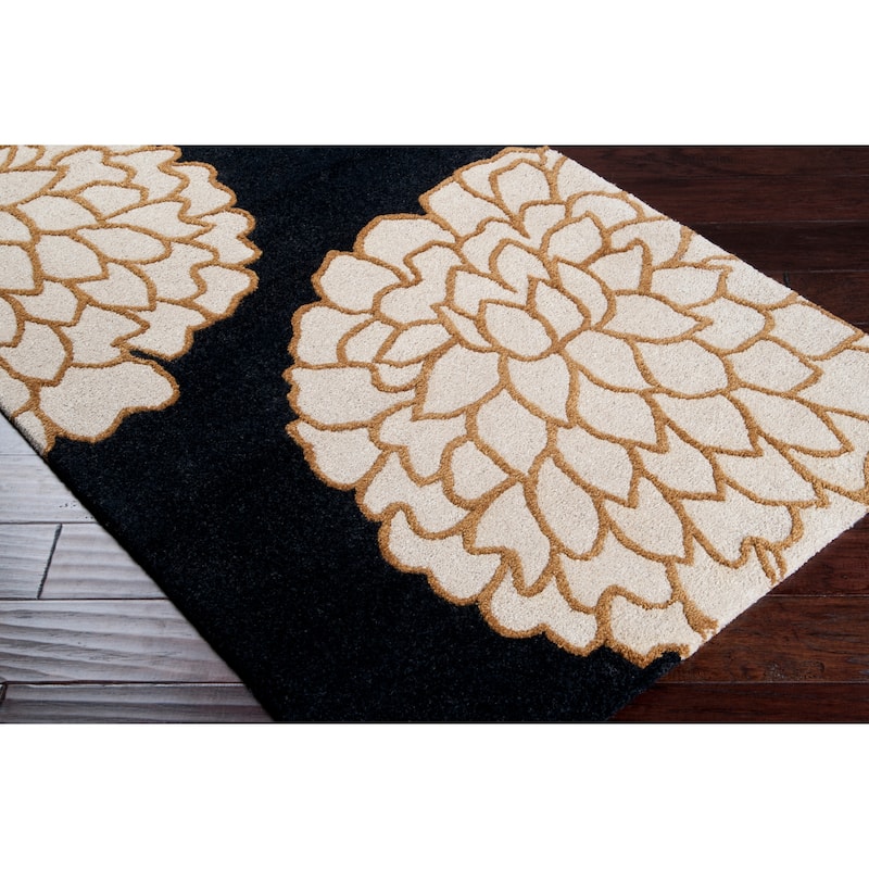 Hand-tufted Contemporary Brown/ Glacier New Zealand Wool Abstract Area Rug