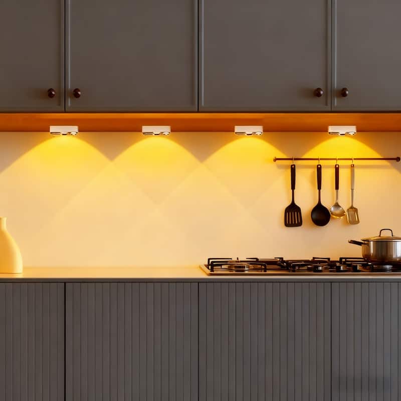 4-Pack Rechargeable Motion Sensor LED Lights,Warm Colors