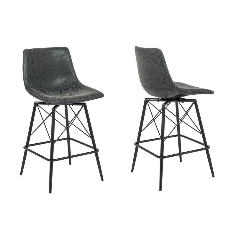 Saxis 26" Swivel 26'' Bar Stool (Set of 2) - Black