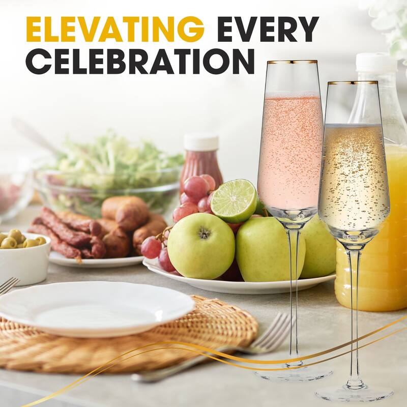 Berkware Tall Champagne Flutes with Gold Rim