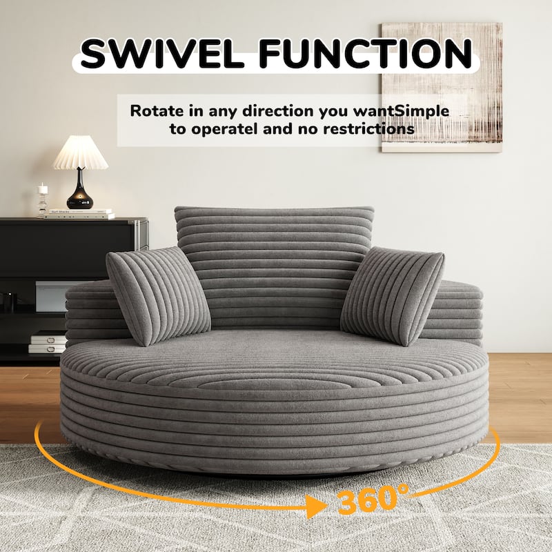 55 Inch Corduroy 360 Degree Swivel Sofa Chair for Living Room