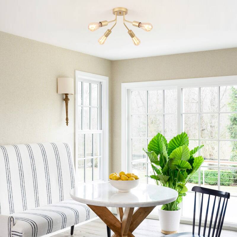 Modern 4-Light Semi Flush Mount Ceiling Light for Dining Room Bedroom Hallway Entryway