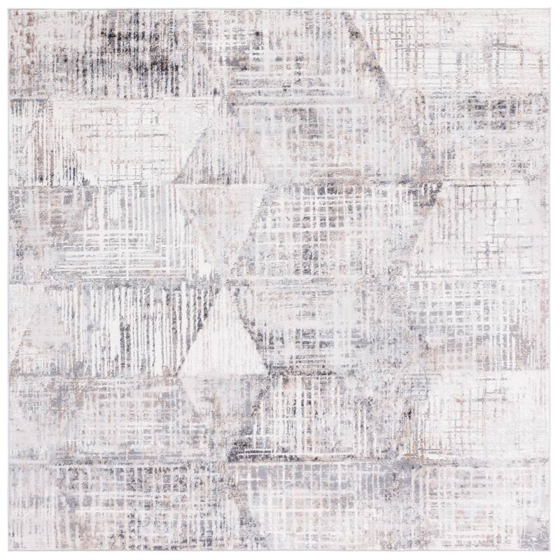 SAFAVIEH Shivan Zenia Modern Distressed Rug - 6'7" Square - Ivory/Grey