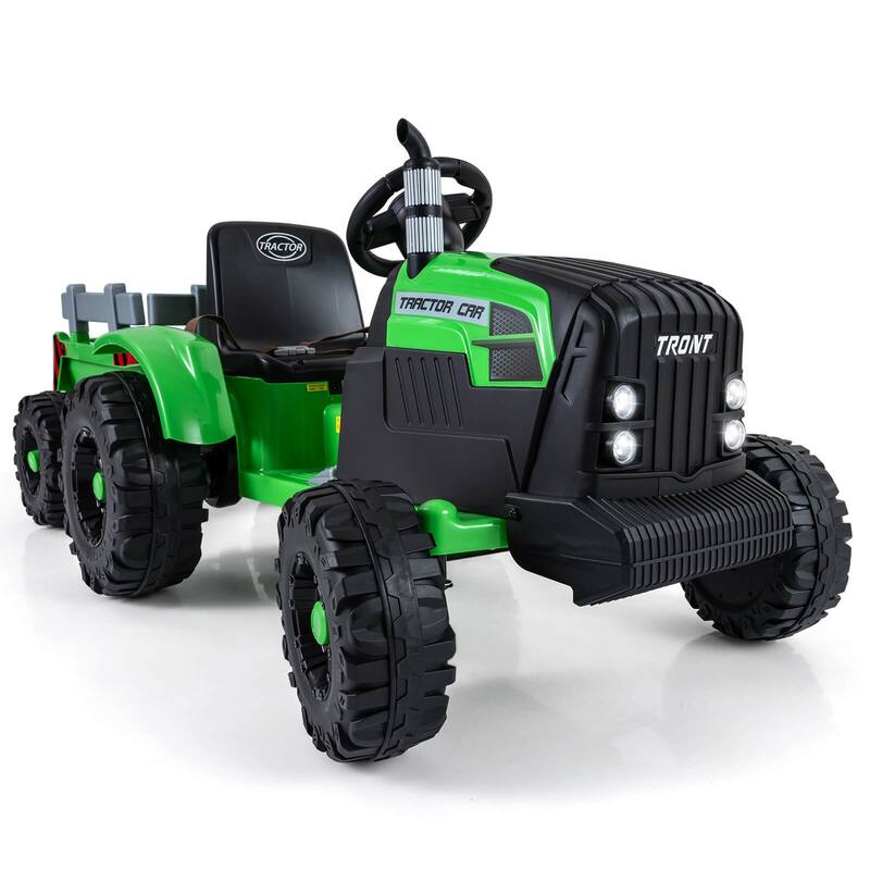 Costway 24V Ride On Tractor for Kids with Detachable Trailer Remote - See Details - Green