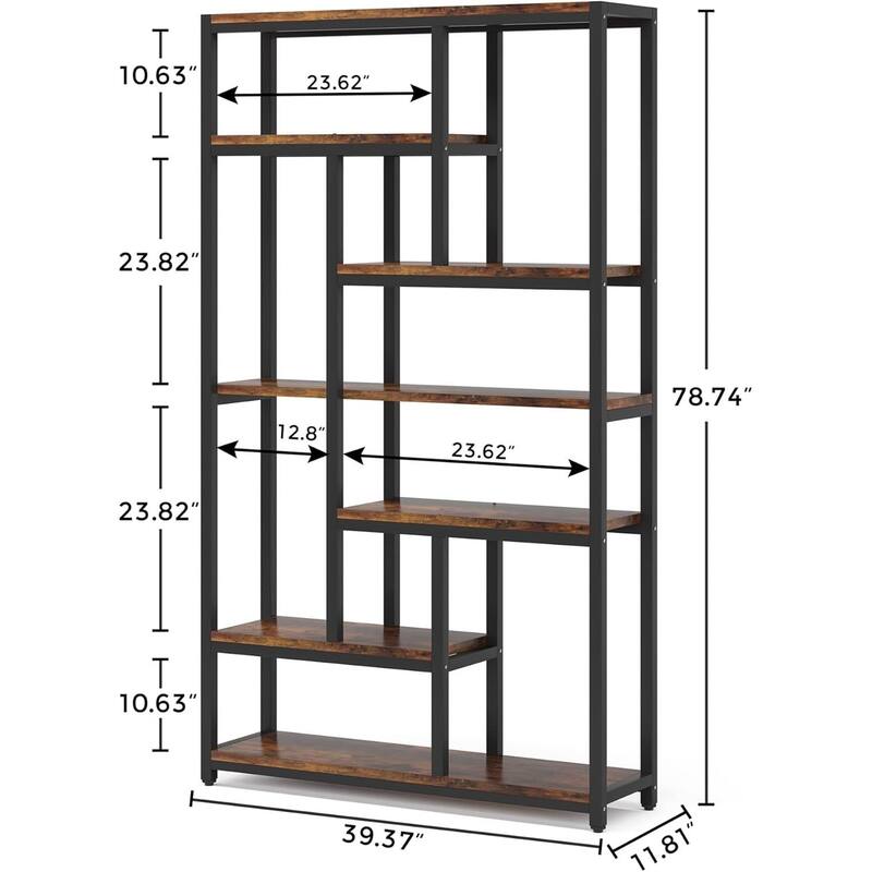 Industrial 10-Shelf Bookcase