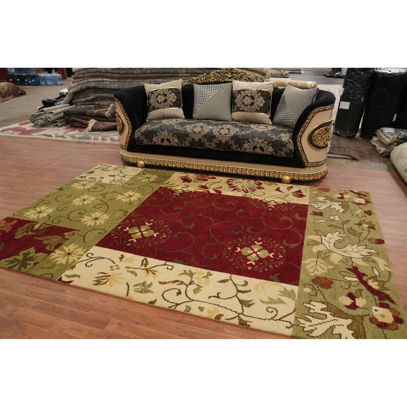 All-Over Floral Indian Area Rug 6x10 - 10' 1'' X 6' 5''