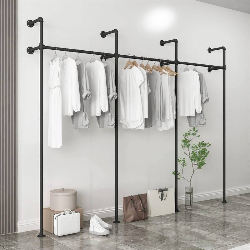 Industrial Pipe Clothing Rack On Wall