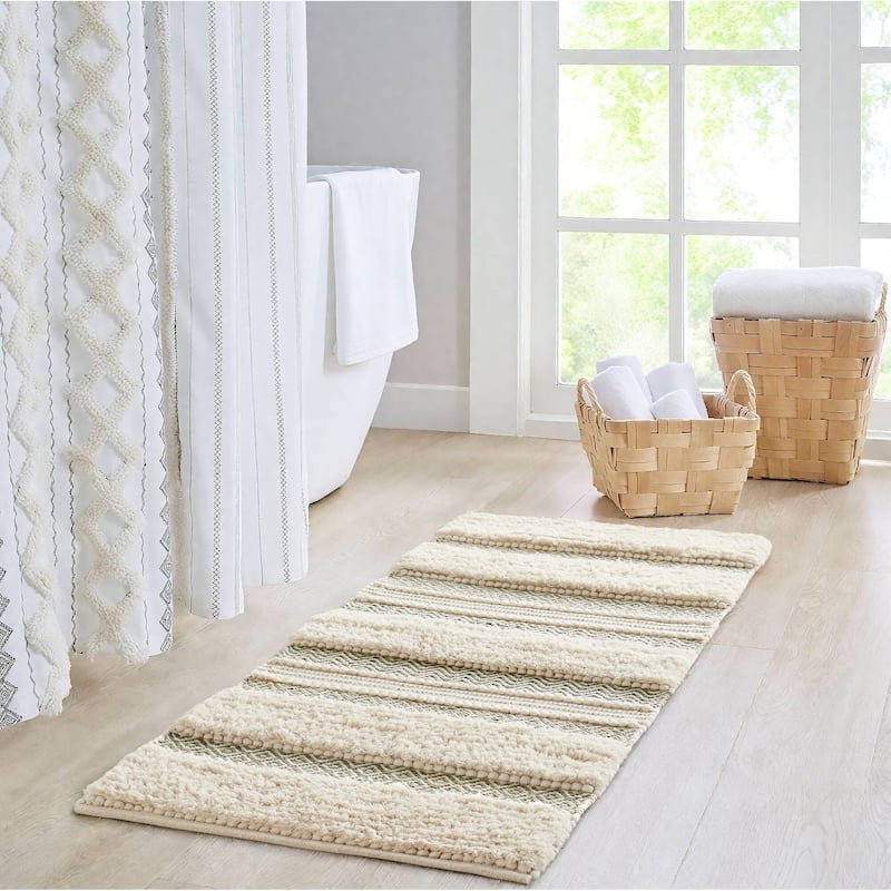 INK+IVY Asher Woven Texture Stripe Bath Rug