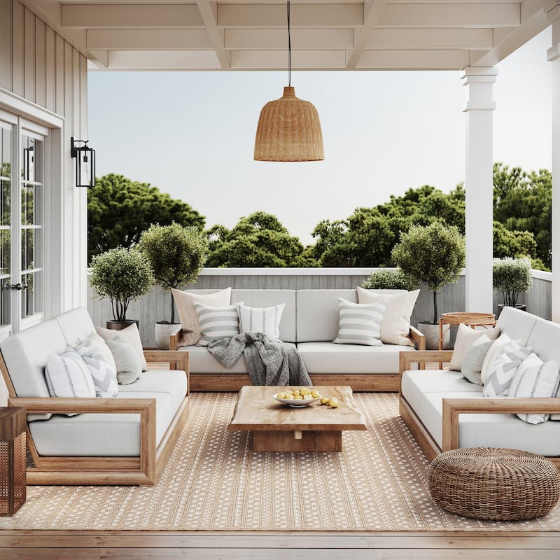 Frenshe Interiors Haylo Geometric Indoor/Outdoor Area Rug - 9' x 12' - Neutral
