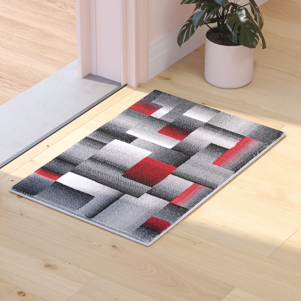 Modern Geometric Style Color Blocked Indoor Area Rug