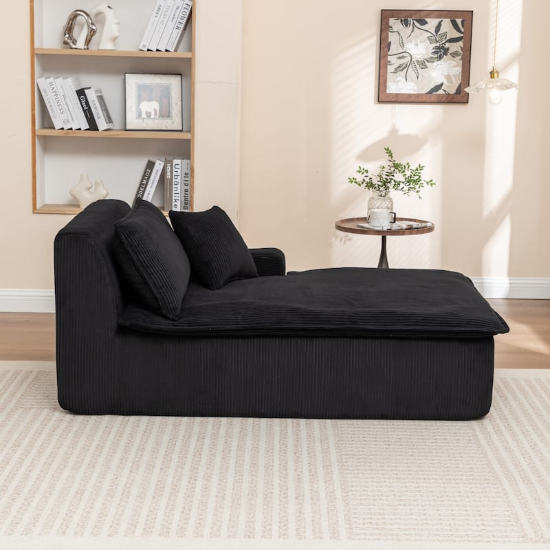 Oversized Chaise Lounge Chair, Upholstered Sofa Bed for Living Room, Corduroy Sleeper Couch Comfy Recliner Bedroom Reading Seat