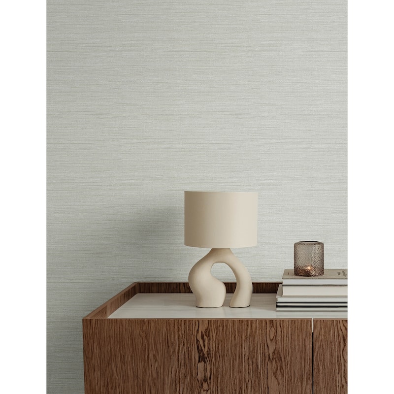 A-Street Prints Sheehan Pearl Faux Grasscloth Wallpaper